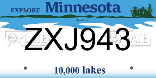ZXJ943 Minnesota License Plate