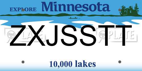 ZXJSSTT Minnesota License Plate