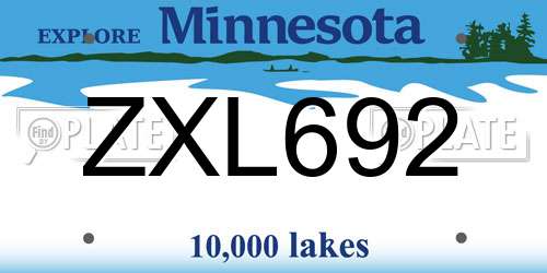 ZXL692 Minnesota License Plate