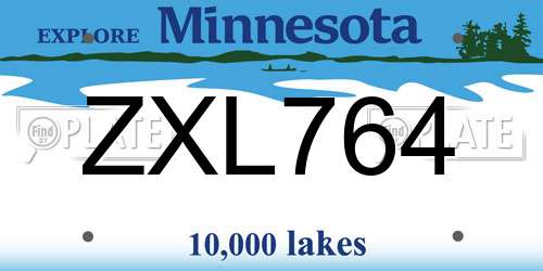 ZXL764 Minnesota License Plate