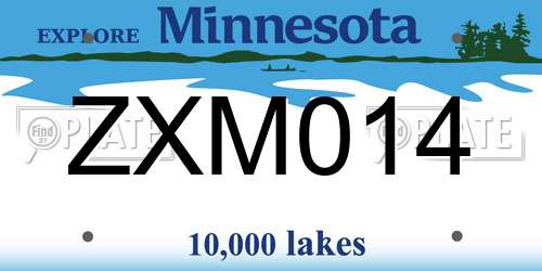 ZXM014 Minnesota License Plate