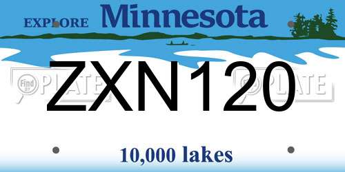 ZXN120 Minnesota License Plate