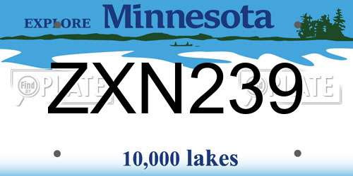 ZXN239 Minnesota License Plate