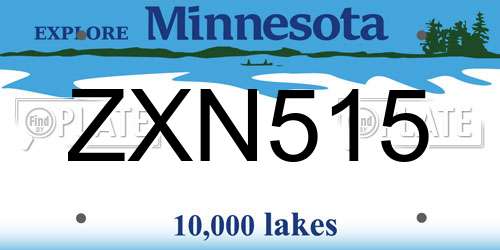 ZXN515 Minnesota License Plate