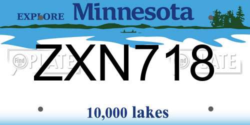 ZXN718 Minnesota License Plate