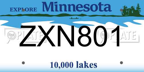 ZXN801 Minnesota License Plate