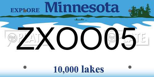 ZXOO05 Minnesota License Plate