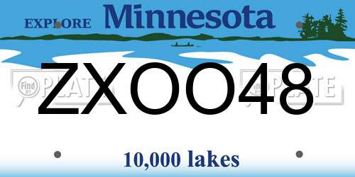 ZXOO48 Minnesota License Plate