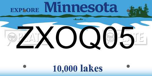 ZXOQ05 Minnesota License Plate