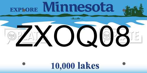 ZXOQ08 Minnesota License Plate