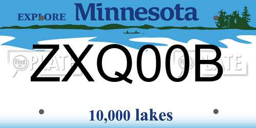 ZXQ00B Minnesota License Plate