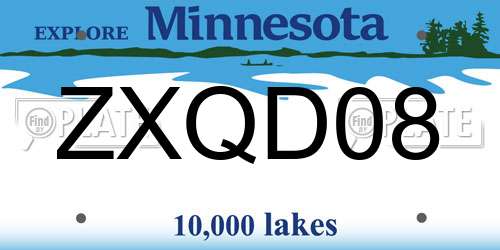 ZXQD08 Minnesota License Plate
