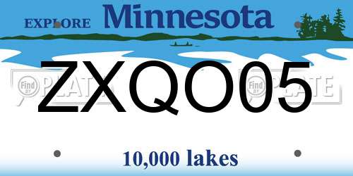 ZXQO05 Minnesota License Plate