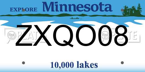 ZXQO08 Minnesota License Plate