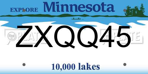 ZXQQ45 Minnesota License Plate