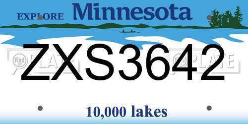 ZXS3642 Minnesota License Plate