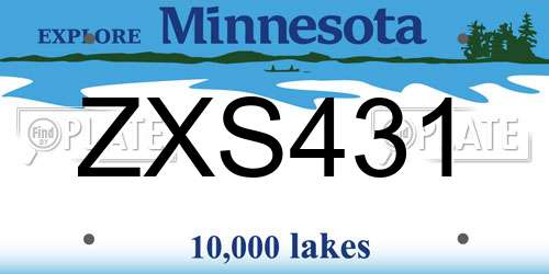 ZXS431 Minnesota License Plate