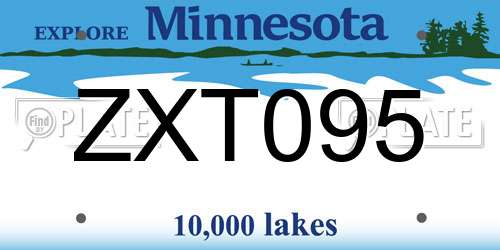 ZXT095 Minnesota License Plate