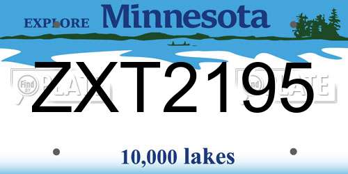 ZXT2195 Minnesota License Plate