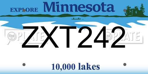 ZXT242 Minnesota License Plate