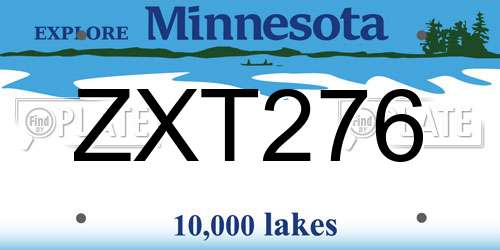 ZXT276 Minnesota License Plate