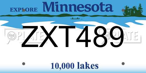 ZXT489 Minnesota License Plate