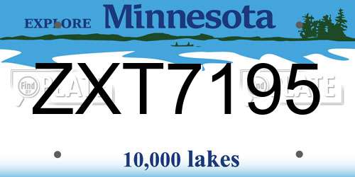 ZXT7195 Minnesota License Plate