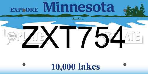 ZXT754 Minnesota License Plate