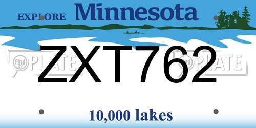 ZXT762 Minnesota License Plate