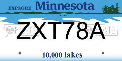 ZXT78A Minnesota License Plate