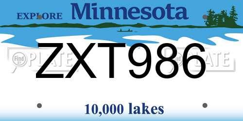 ZXT986 Minnesota License Plate