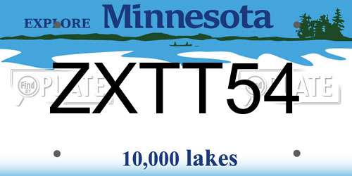 ZXTT54 Minnesota License Plate