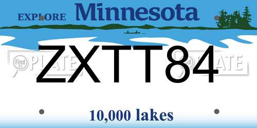 ZXTT84 Minnesota License Plate