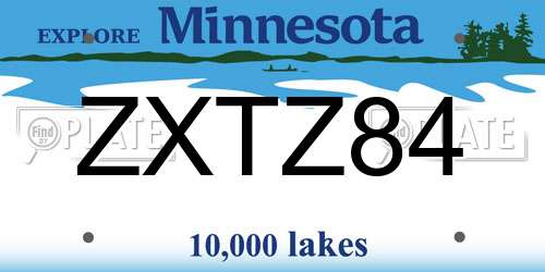 ZXTZ84 Minnesota License Plate