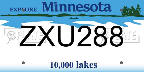 ZXU288 Minnesota License Plate