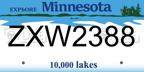 ZXW2388 Minnesota License Plate