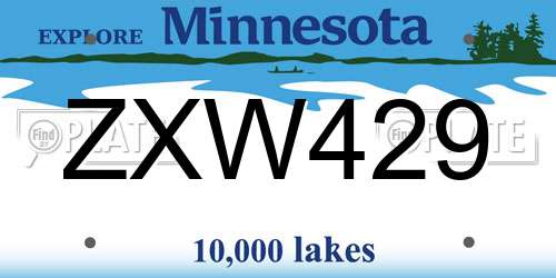 ZXW429 Minnesota License Plate