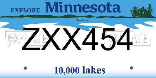 ZXX454 Minnesota License Plate