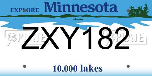 ZXY182 Minnesota License Plate