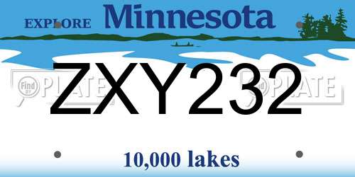 ZXY232 Minnesota License Plate
