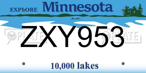 ZXY953 Minnesota License Plate
