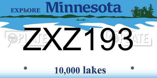 ZXZ193 Minnesota License Plate