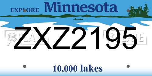 ZXZ2195 Minnesota License Plate