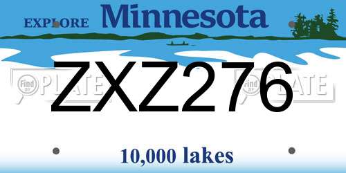 ZXZ276 Minnesota License Plate