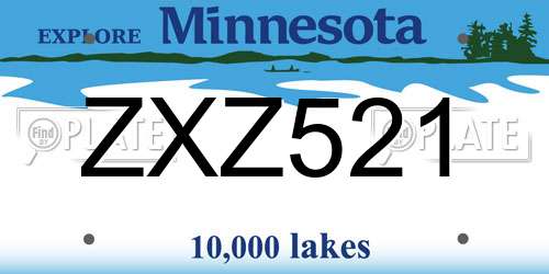ZXZ521 Minnesota License Plate