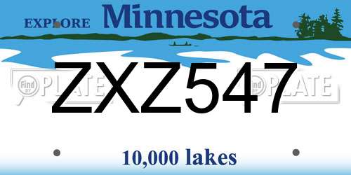 ZXZ547 Minnesota License Plate