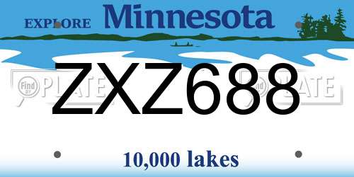 ZXZ688 Minnesota License Plate