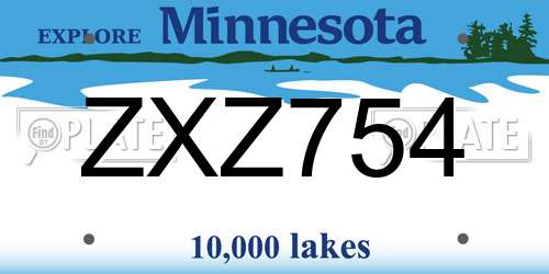 ZXZ754 Minnesota License Plate