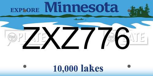 ZXZ776 Minnesota License Plate