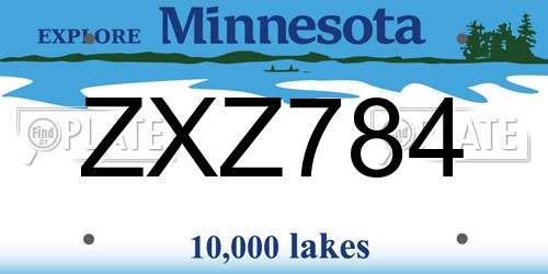 ZXZ784 Minnesota License Plate